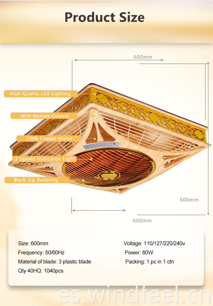 Ventilador de techo marrón lujoso con luz 220V / 50Hz